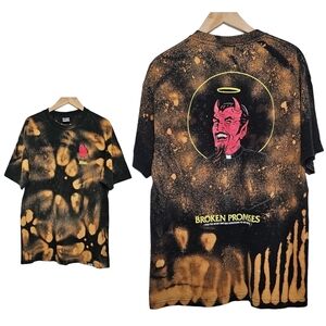 Broken Promises Devil as the Priest Acid Washed Graphic Tee Size Medium